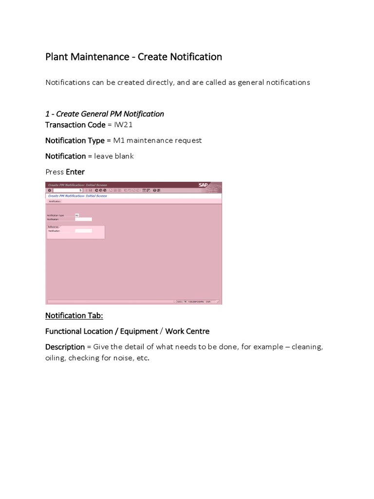 SAP PM Notification Guide | PDF | Finance & Money Management | Computers