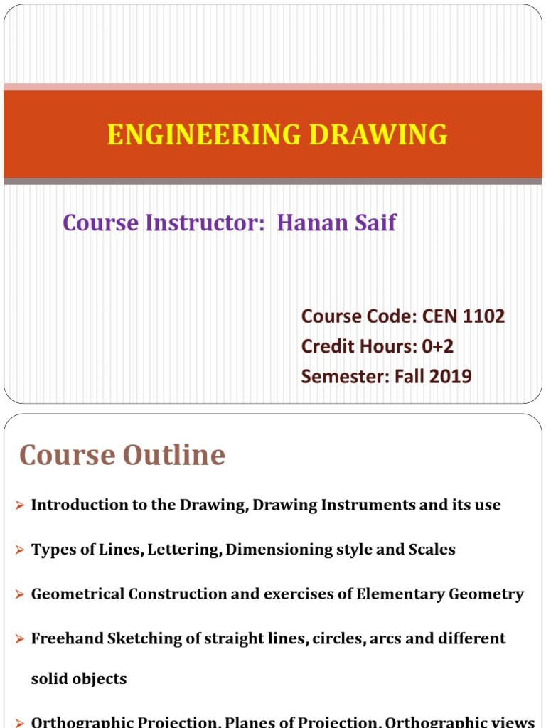 A Guide to Engineering Drawing Course Outline, Objectives, Learning