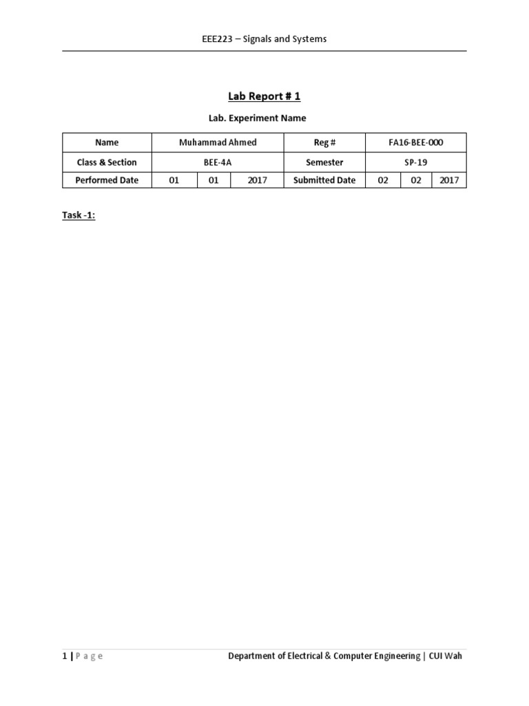 Signals and Systems Lab Report | PDF | Technology & Engineering