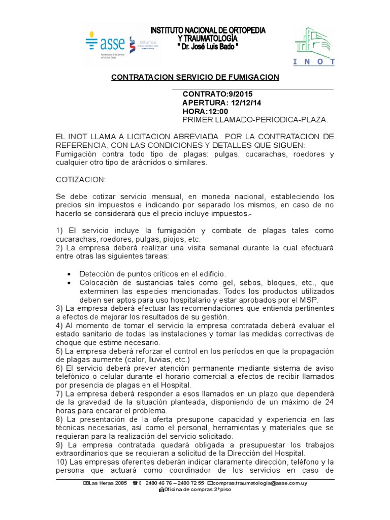 Contrato de Fumigacion PDF | Plaga | Bancos