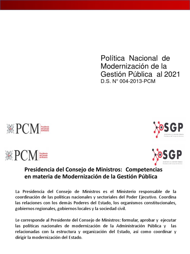 Modernización de la Gestión Pública 2021 | PDF | Administración Pública ...