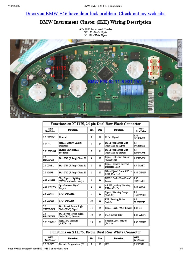 BMW GM5 E46 IKE Connections Transport Motor Vehicle