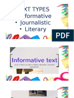 Text Types - Informative - Journalistic - Literary