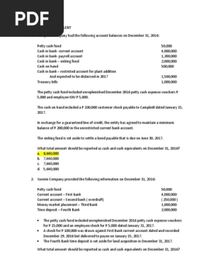 Cash and Cash Equivalent Latest