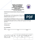 Republic of The Philippines Department of Education Region Iv-B Mimaropa Schools Division of Marinduque District of Boac