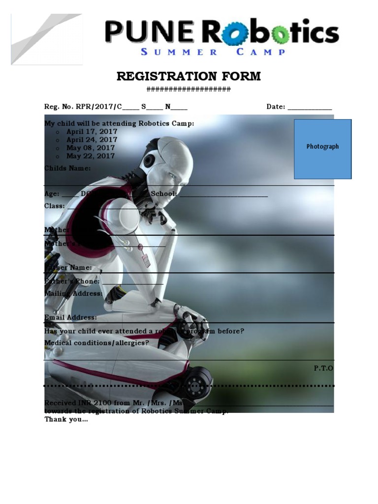 Robotics Camp Registration Form | PDF