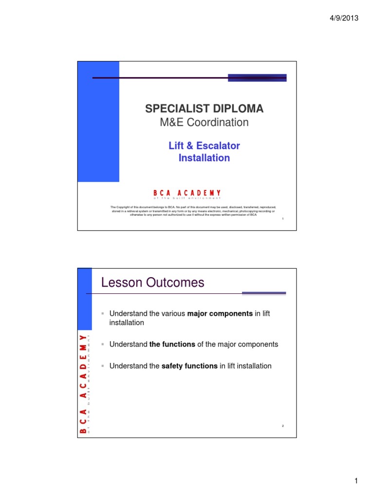 SDME102 Lift and Escalator Installation | PDF | Escalator | Elevator