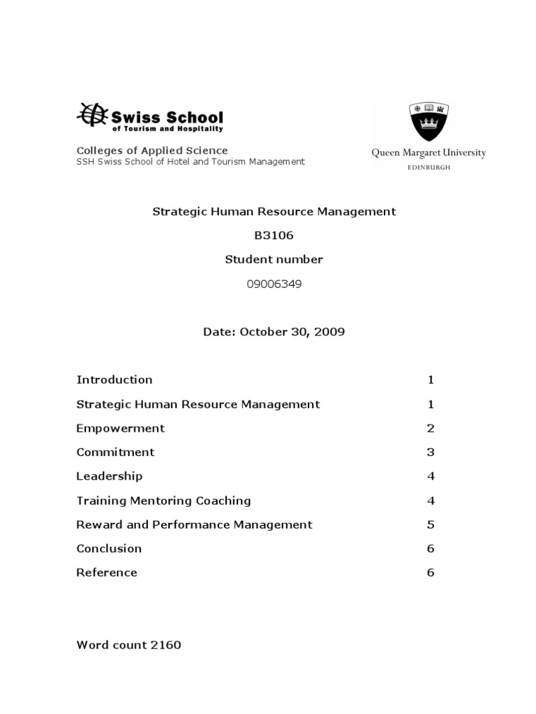 Strategic HR Management in Hospitality | PDF | Leadership | Human ...