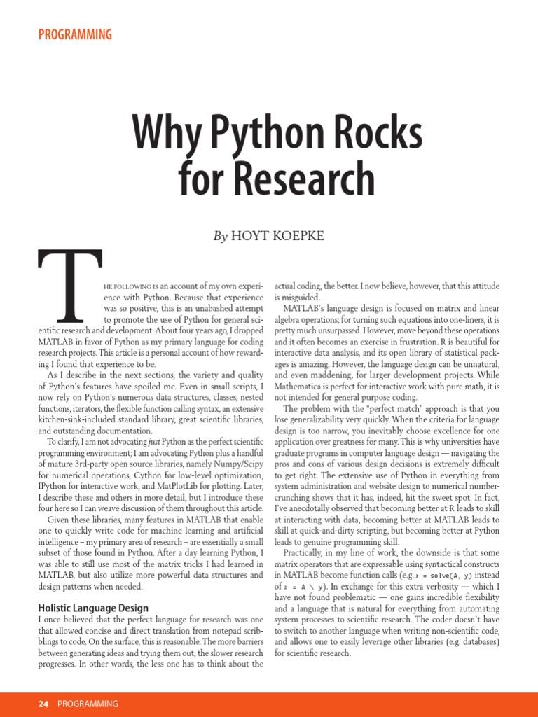 Why Python Rocks For Research: Programming | Download Free PDF ...