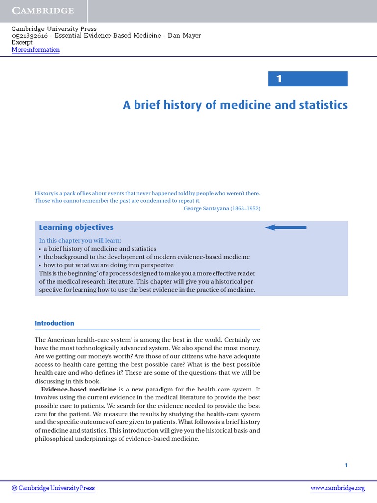 A Brief History of Medicine and Statistics: Learning Objectives | PDF ...