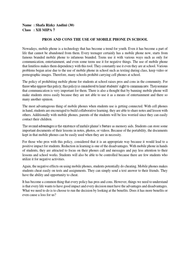 B Inggris Discussion Text Handphone Mobile Phones Adolescence