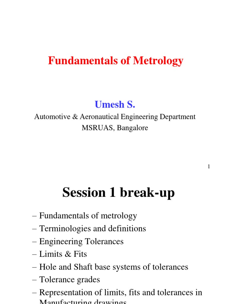 Fundamentals of Metrology PDF | PDF | Engineering Tolerance | Metalworking