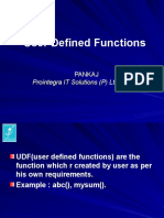 User Defined Functions: Prointegra IT Solutions (P) LTD