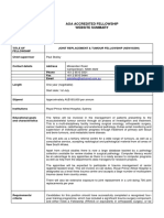 Aoa Accredited Fellowship Website Summary: Title of Fellowship Joint Replacement & Tumour Fellowship (Nsw18399)