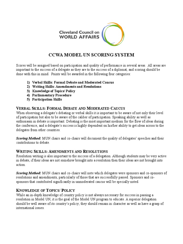 Ccwa Mun Scoring System | Download Free PDF | Cognitive Science ...