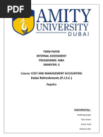 Term Paper Internal Assessment Programme: Mba Semester: 3 Course: Cost and Management Accounting