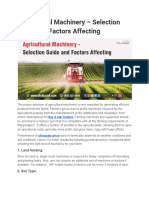 Agricultural Machinery - Selection Guide and Factors Affecting