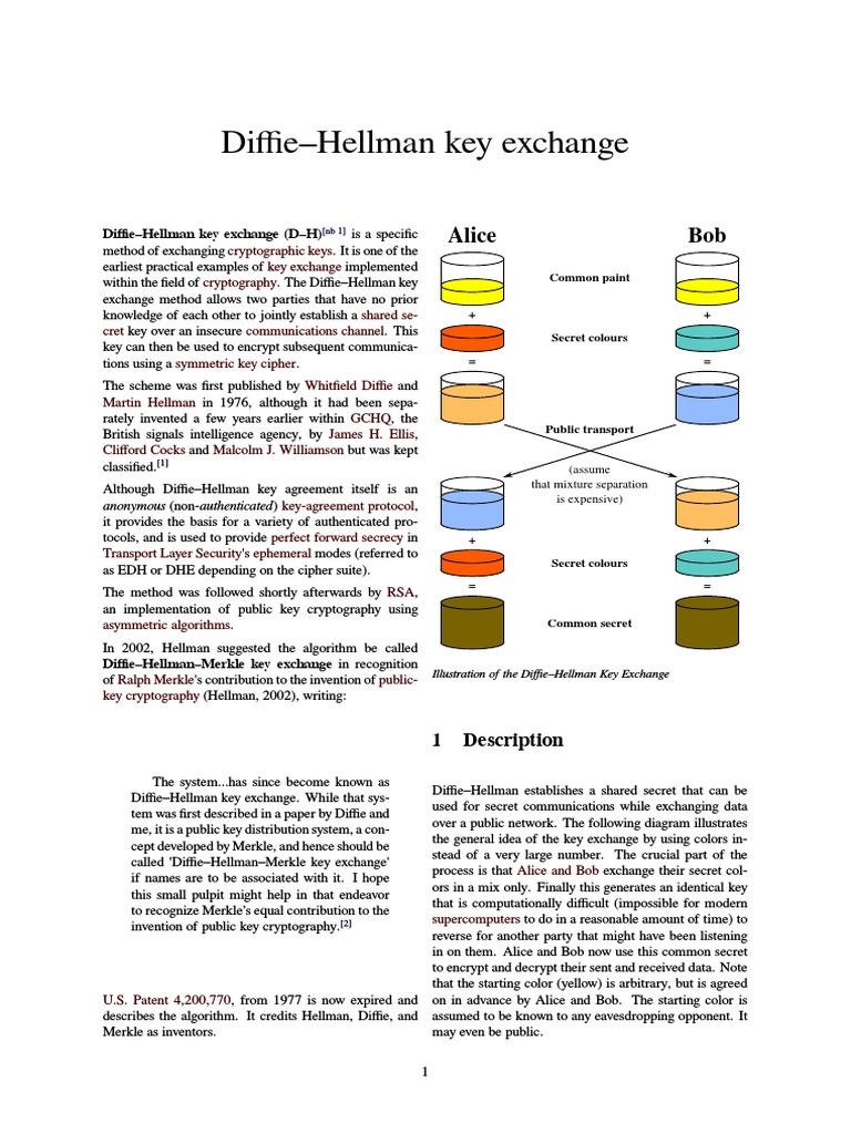 Diffie-Hellman Key Exchange PDF | PDF | Cryptography | Public Key ...