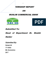 Internship Report ON Muslim Commercial Bank: Submitted by