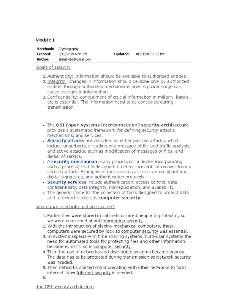 Module1 PDF | PDF | Cipher | Cryptography