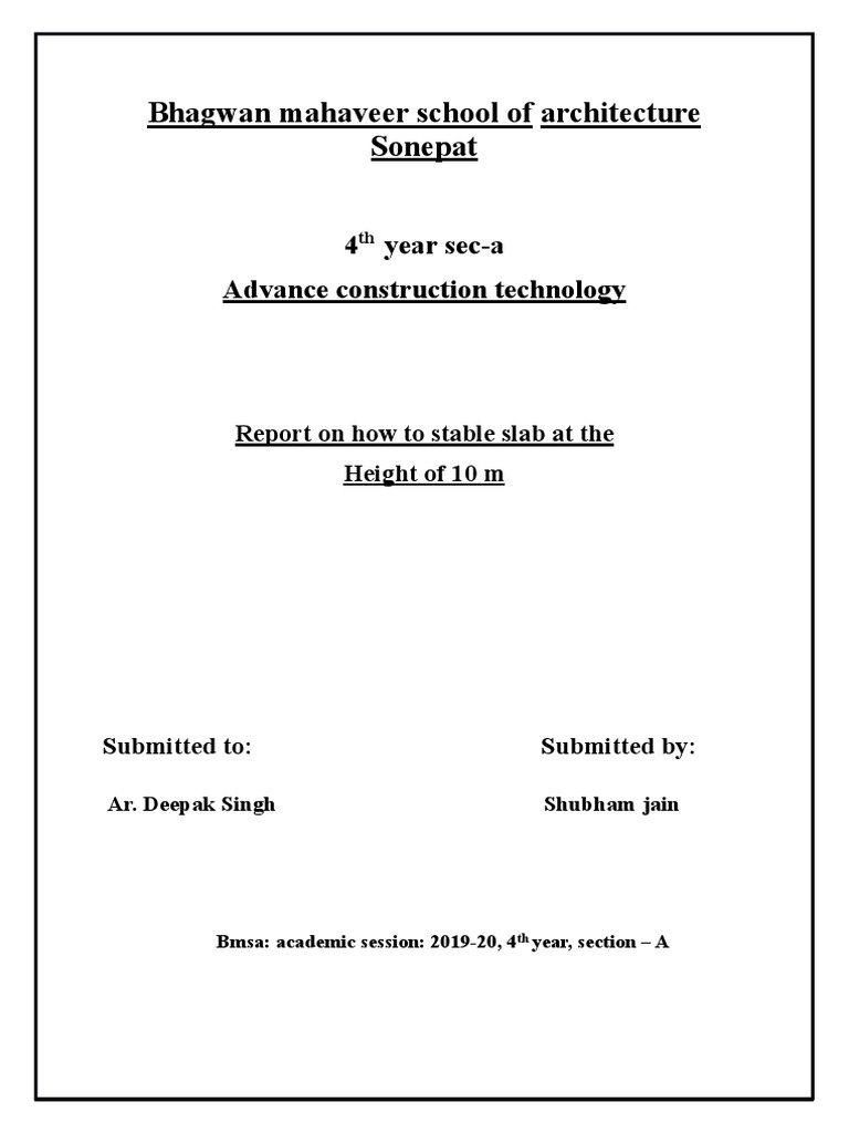 Bhagwan Mahaveer School of Architecture | PDF | Column | Concrete