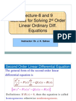 Lecture-8 and 9 Methods For Solving 2 Order Linear Ordinary Diff. Equations