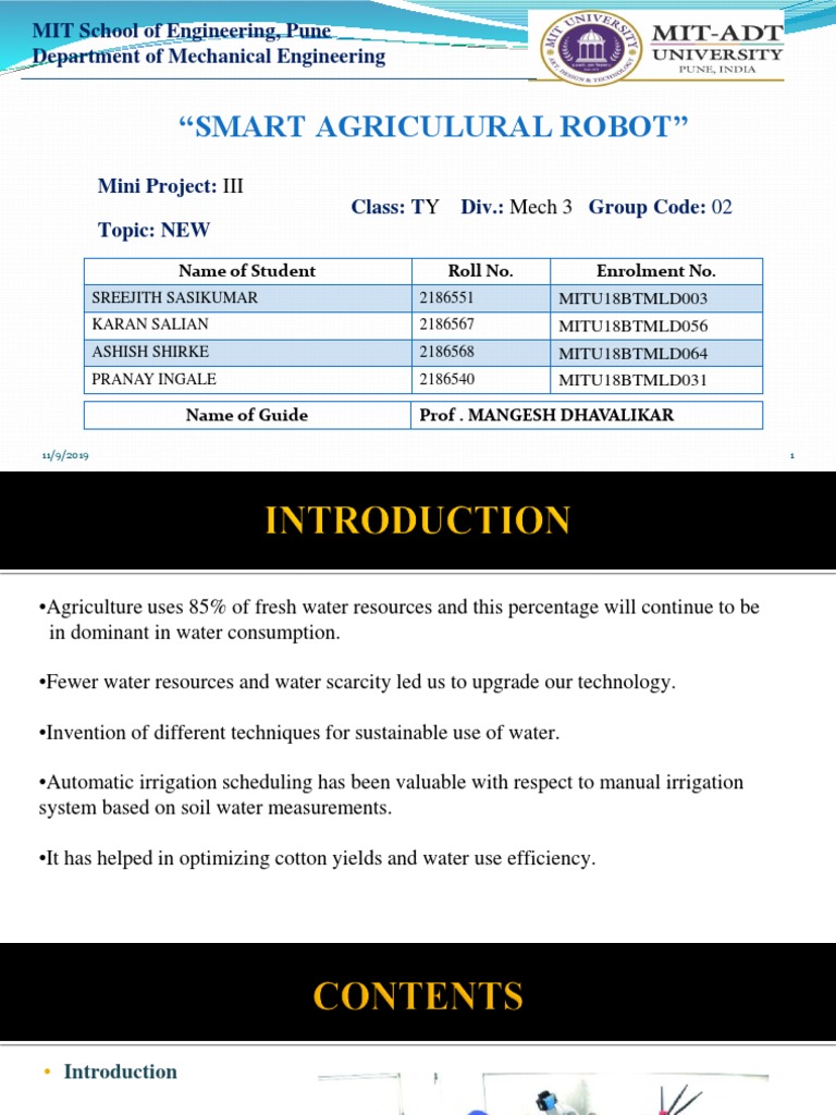 Smart Agriculture Robot Project Overview | PDF | Electric Motor ...