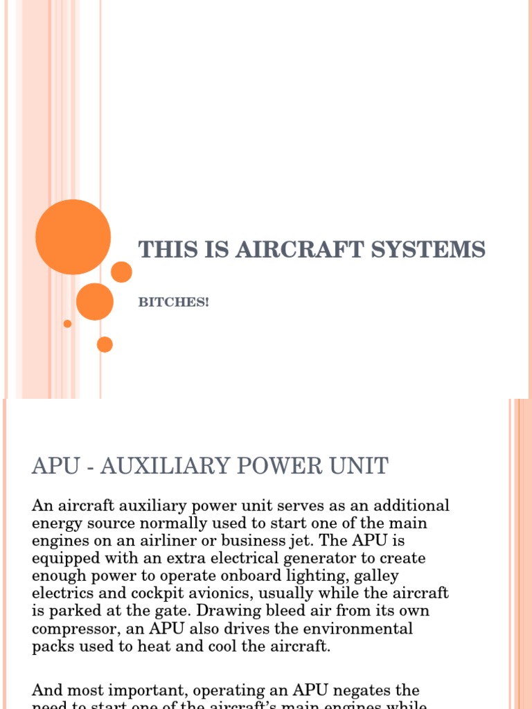 Aircraft Systems Overview: APU & Pneumatics | PDF | Flight Recorder ...