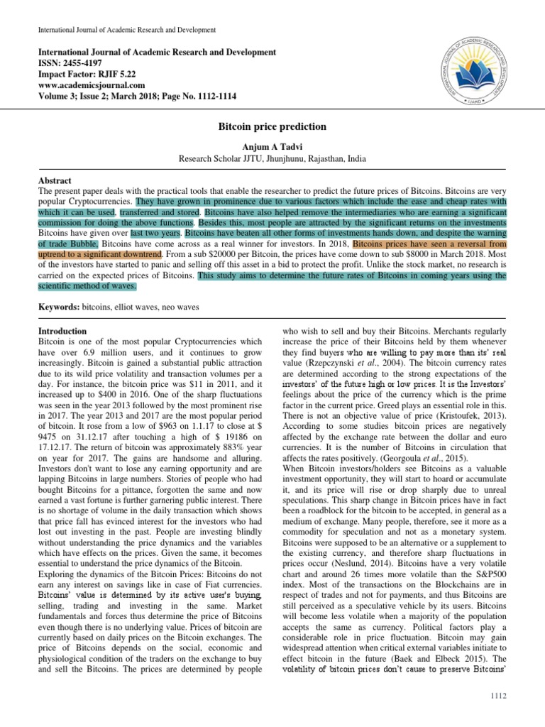 Bitcoin Price Prediction Using Wave Theory | PDF | Bitcoin | Technical  Analysis