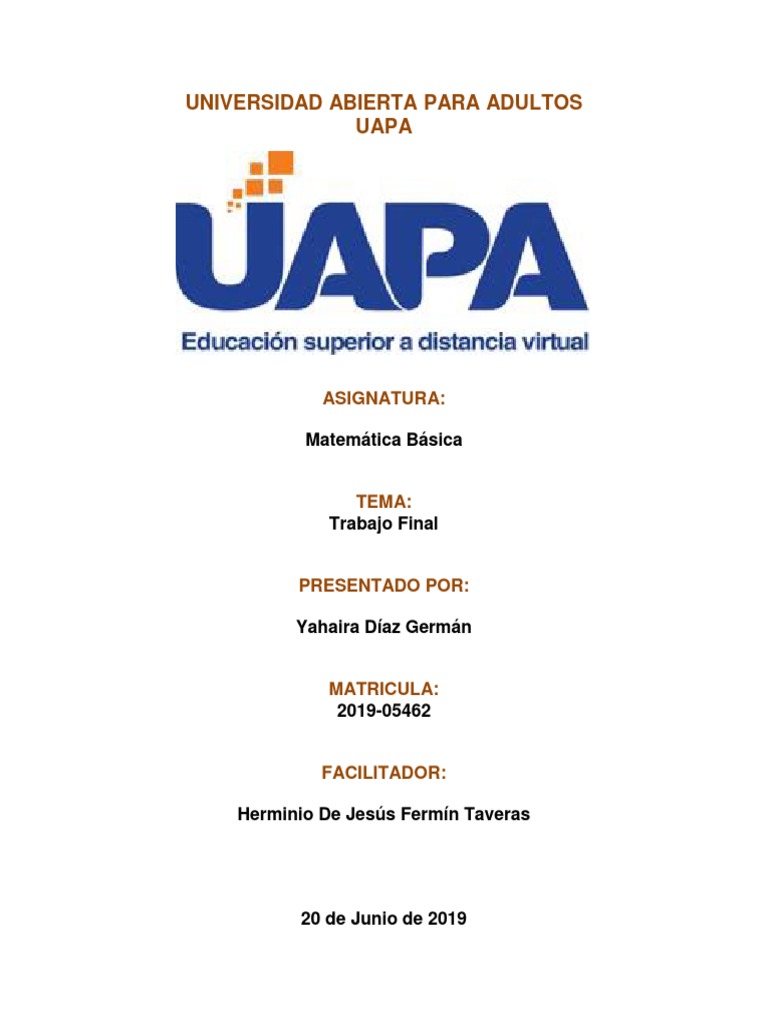 Trabajo Final de Matemática Básica UAPA | PDF