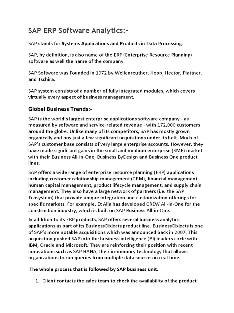 SAP ERP Analytics Overview | PDF | Sap Se | Enterprise Resource Planning