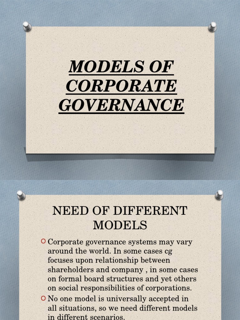Corporate Governance Models Overview | PDF | Board Of Directors ...