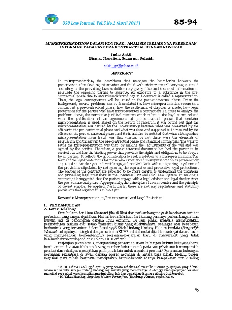 Misrepresentation in Pre-Contractual Phase | PDF | Doctrine | Legal ...