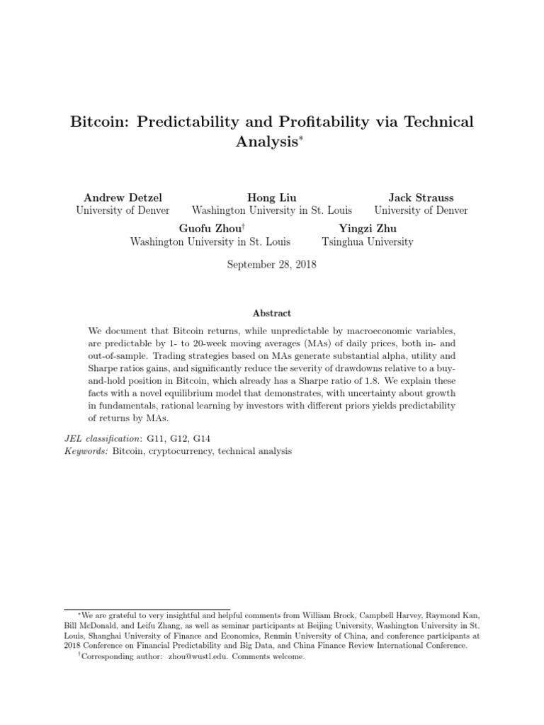 Bitcoin Predictability and Profitability Via Technical Analysis | PDF ...
