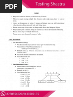 Array: Array Declaration: 1. One Dimensional Array