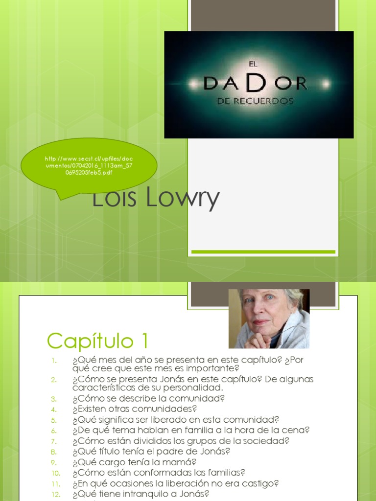 El Dador de Recuerdos Cuestionarios PDF