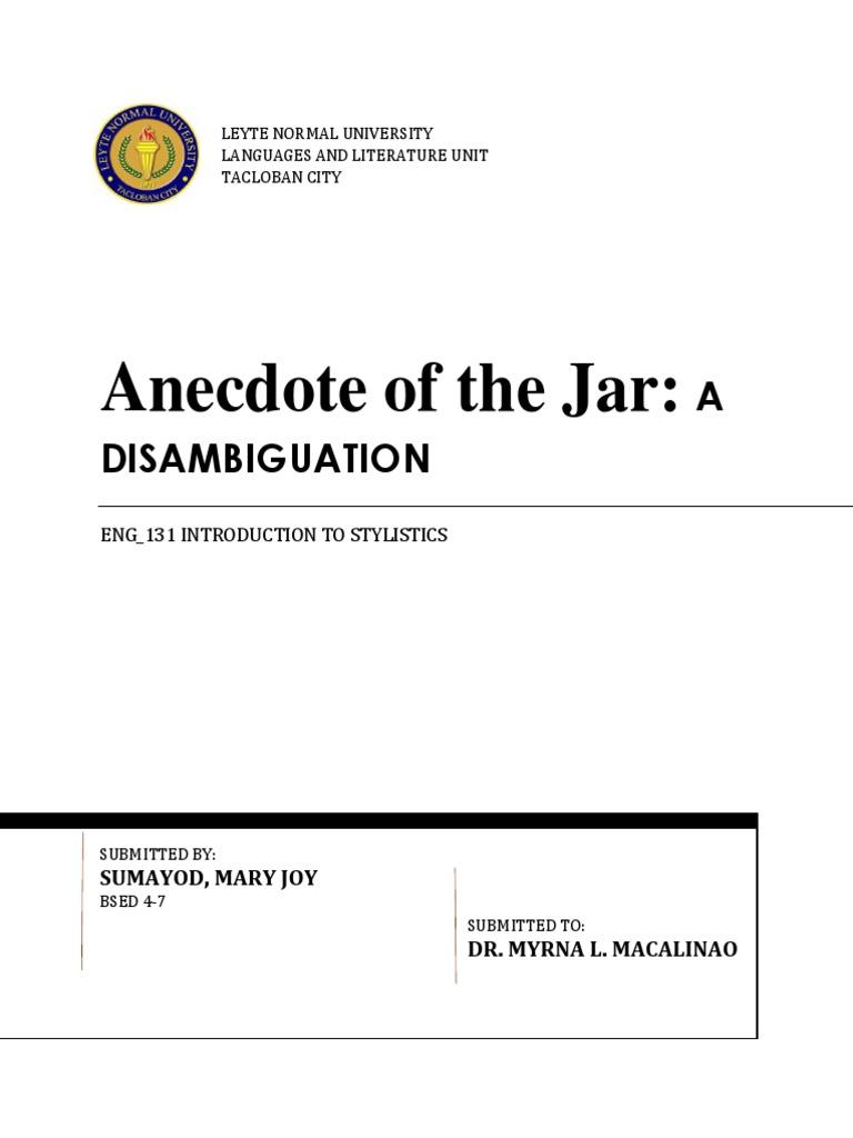Anecdote of The Jar PDF