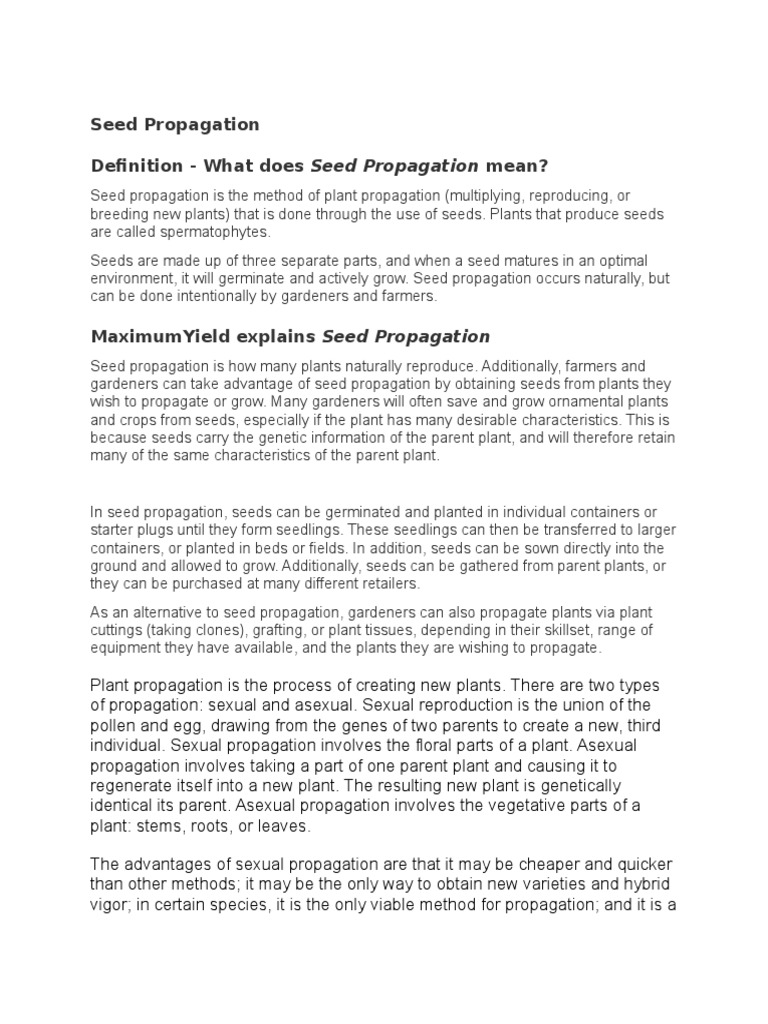 Seed Propagation Definition What Does Seed Propagation Mean? PDF
