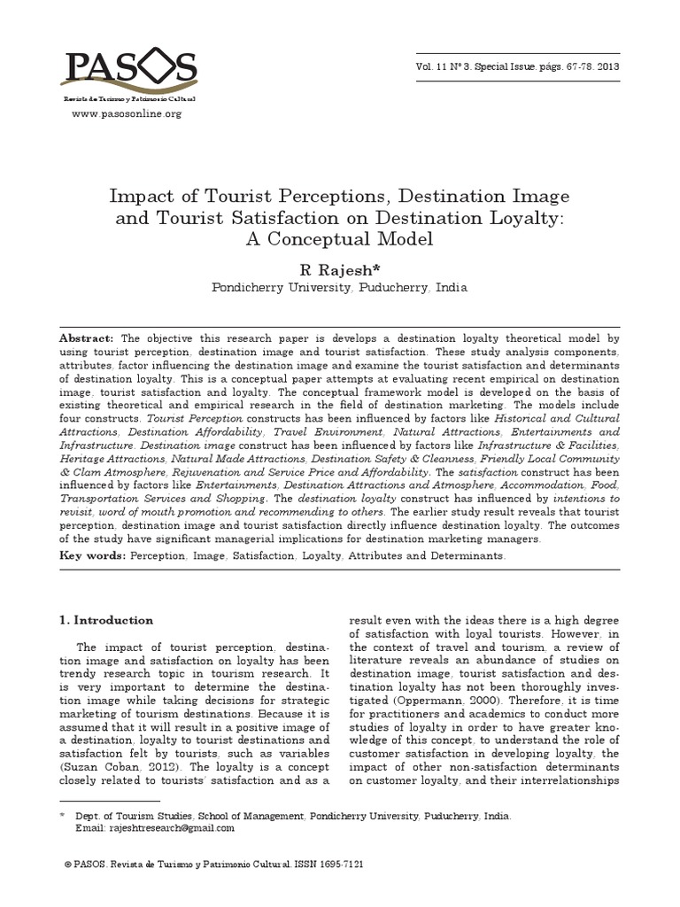Impact of Tourist Perceptions Destination Image An PDF | PDF | Customer ...