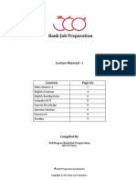 Bank Job Preparation Bank Job Preparation: Lecture Material - I