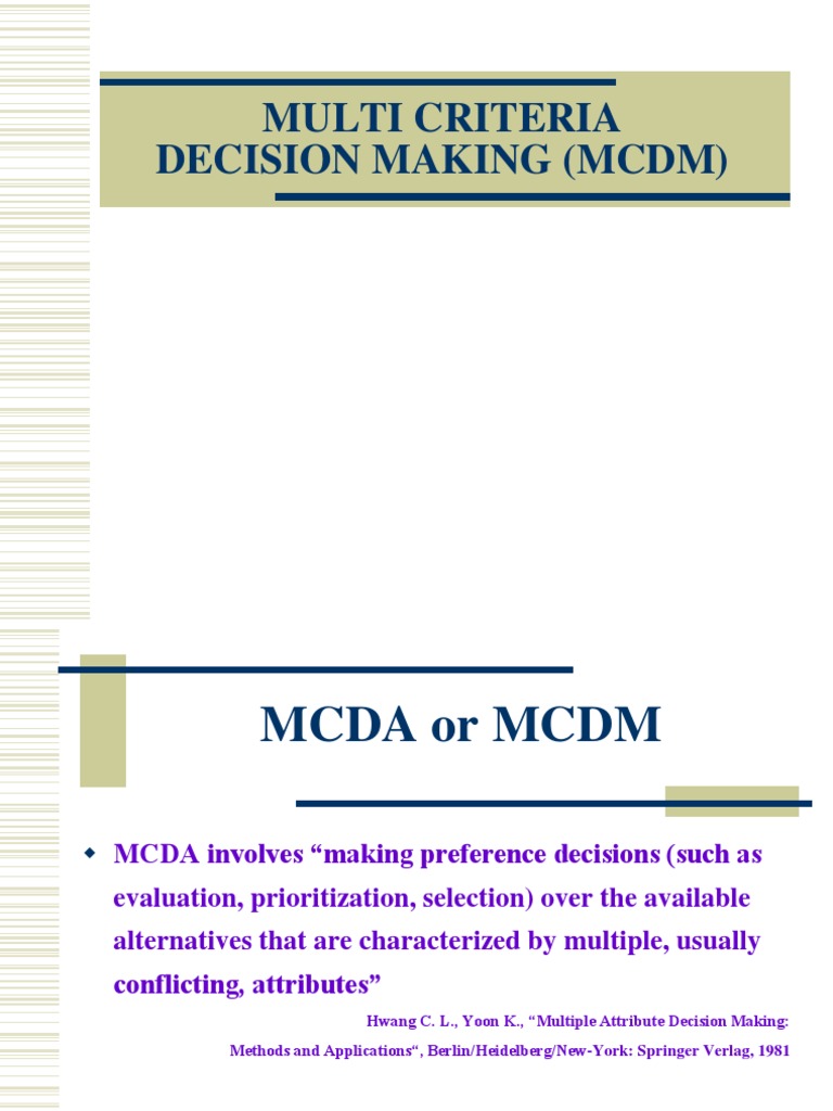 Multi Criteria Decision Making (MCDM) | PDF | Pareto Efficiency ...