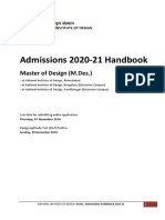 Admissions 2020-21 Handbook: Master of Design (M.Des.)