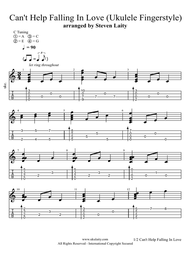 Cant Help Falling In Love Ukulele Fingerstyle Pdf