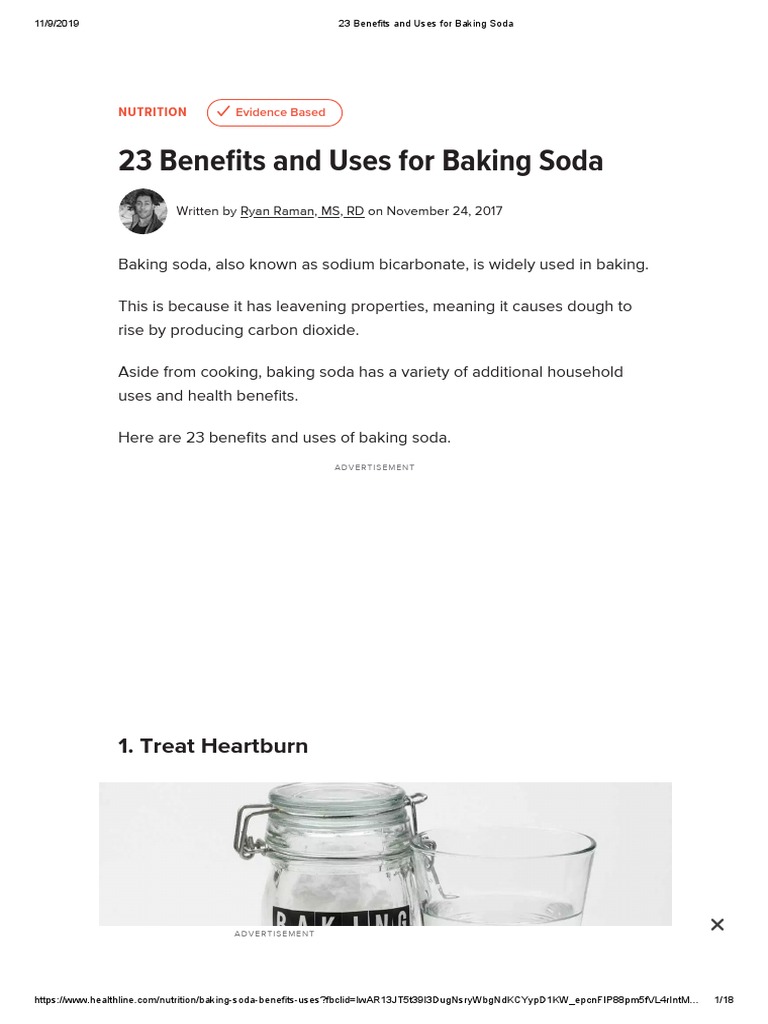 23 Benefits and Uses For Baking Soda PDF Sodium Bicarbonate