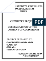 Chemistry Project On Determination of The Contents of Cold Drinks