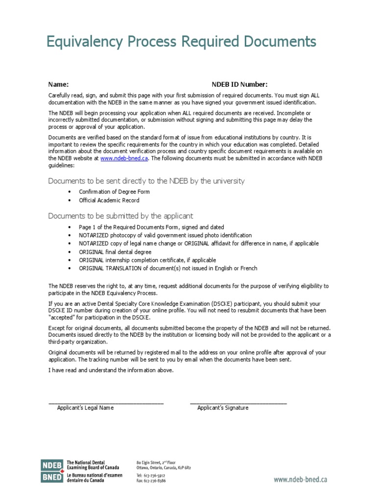 NDEB Equivalency Process Documents | PDF | Notary Public | Identity ...