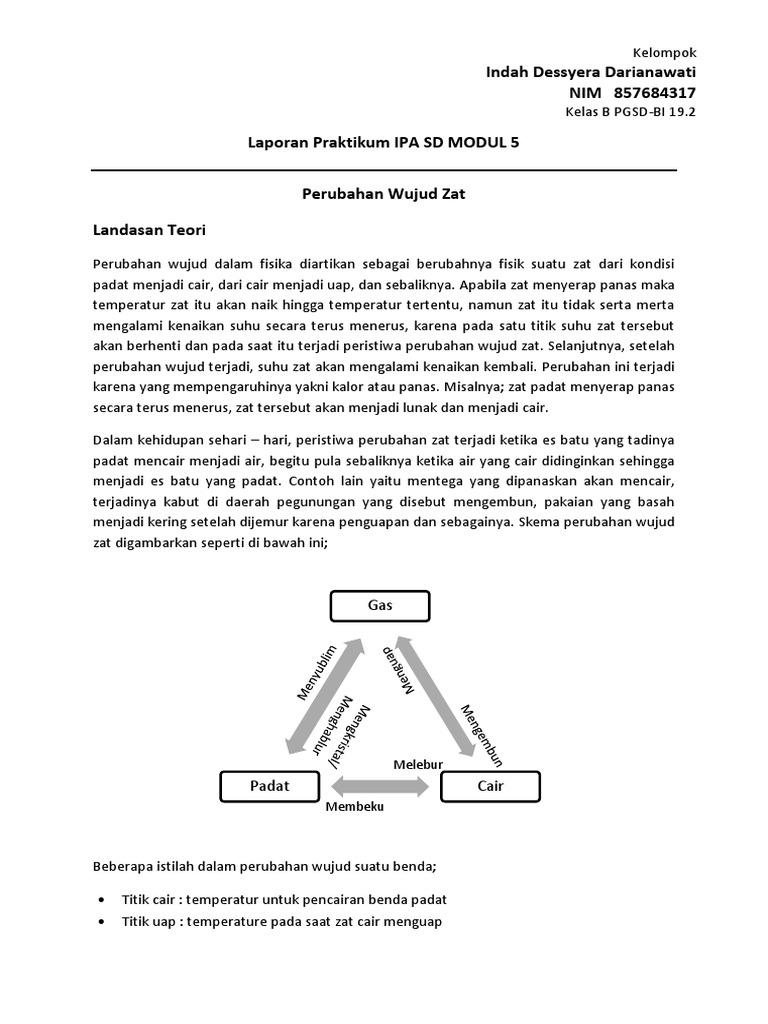 IPA SD Modul 5 Perubahan Wujud Zat PDF