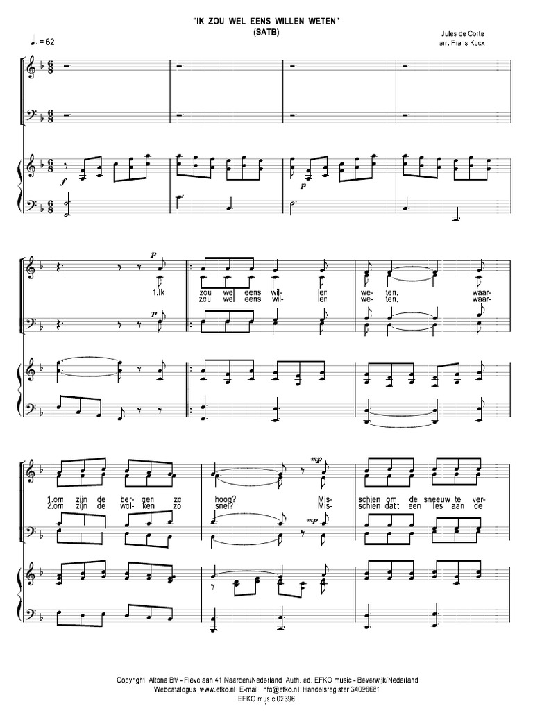 A. IK ZOU WEL EENS WILLEN WETEN SATB Full Score PDF PDF