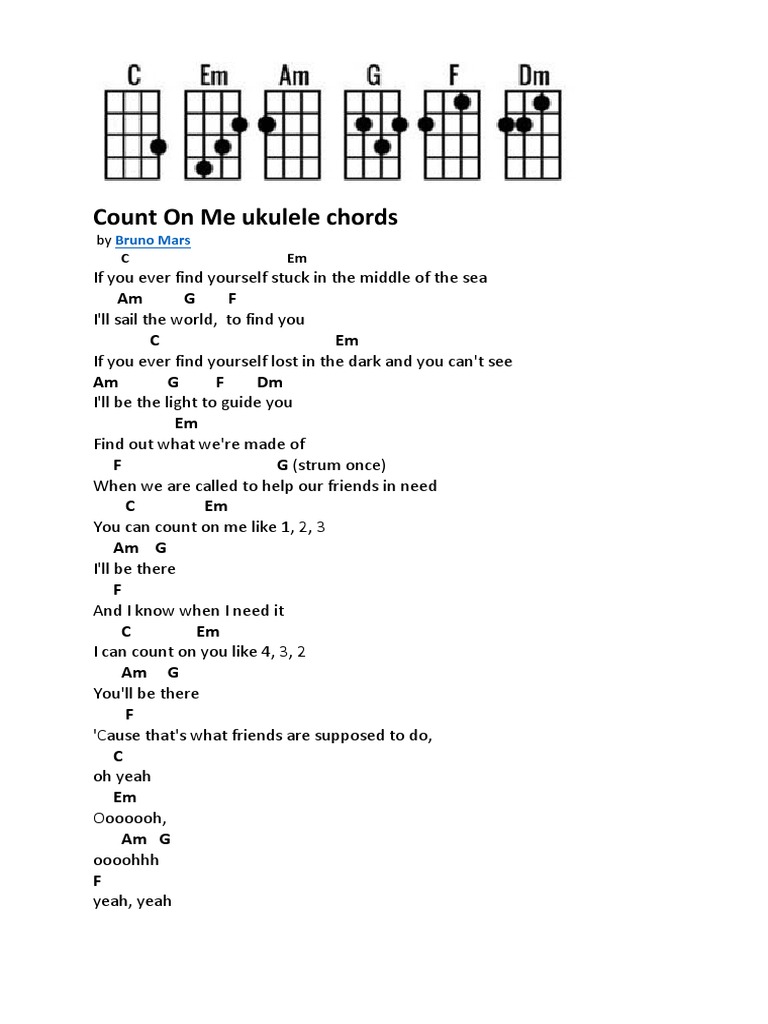 Pravedan Izgled Duga Count On Me Ukulele Chords Novo Cetus Com