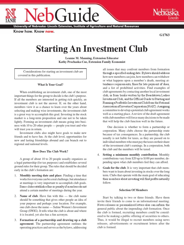 Starting An Investment Club | PDF